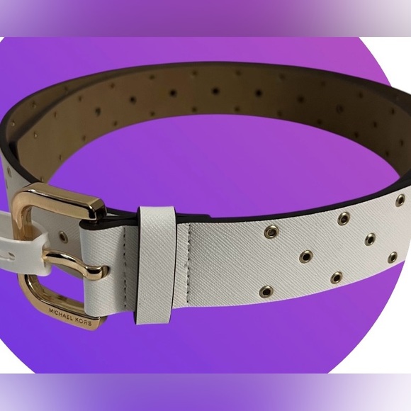 New MICHAEL KORS White & Gold Adjustable Belt Size Large - Picture 7 of 16